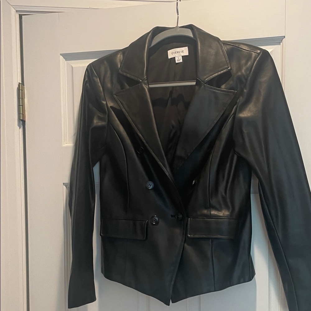 Evereve Black Leather Blazer